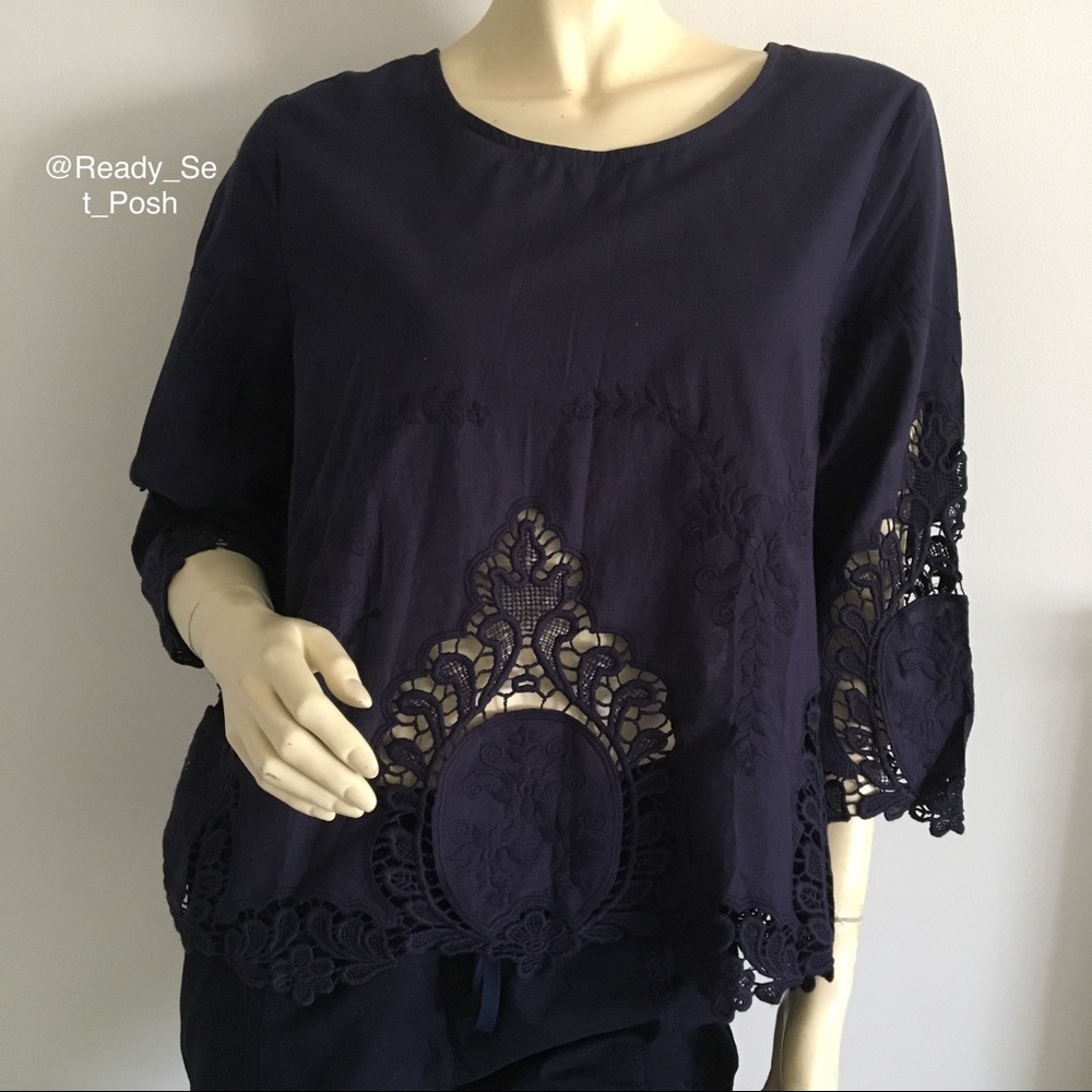 Cynthia Rowley crochet cropped blouse